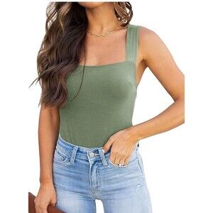 REORIA Square Neck Sleeveless Tank Tops Bodysuits NWT Size XL  Green